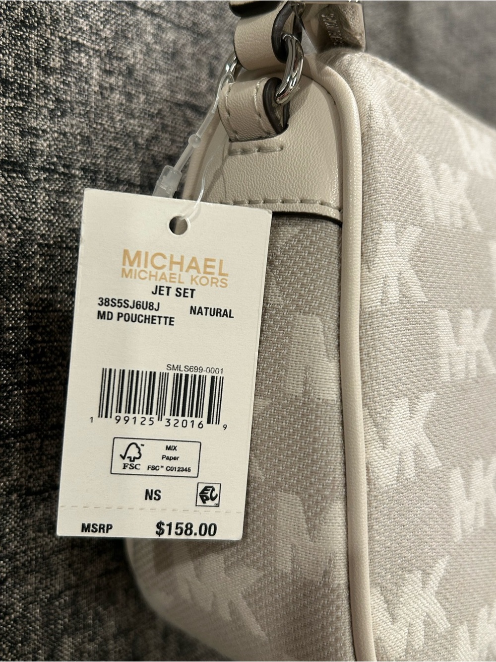 Michael Kors Cream MK Logo Shoulder Bag - Picture 4 of 14